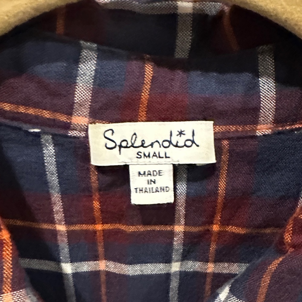 Splendid Navy and Red Plaid Button Down Shirt - Picture 2 of 7